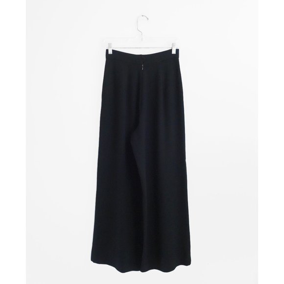Vintage 80s 90s Minimalist Zelda Black Crepe Wide Leg Pants size 4 - Picture 2 of 3